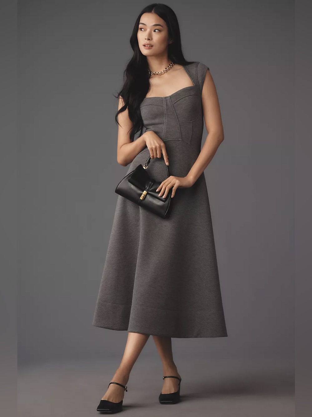 By Anthropologie Heathered Sweetheart Midi Dress Size Large